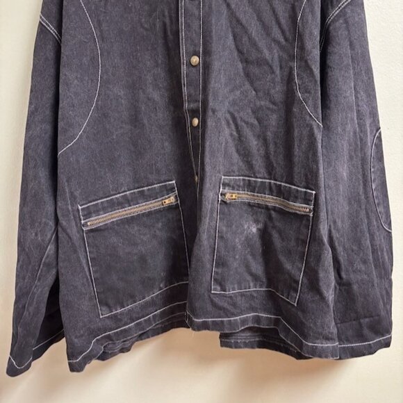 Amanda‎ Uprichard Living Dolls Womens Denim Jacket Hood Distressed Grunge Goth - Picture 3 of 10